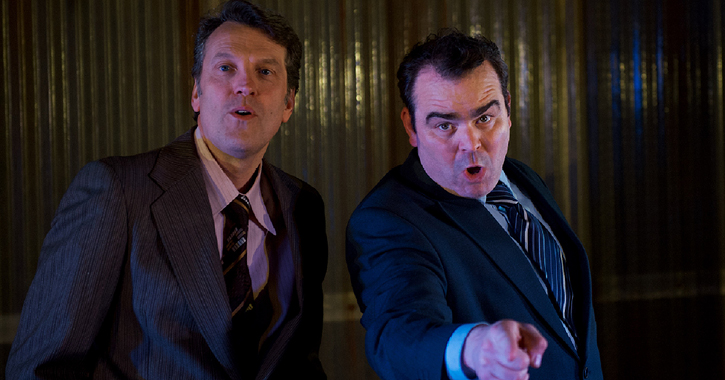 Dave Chafer, who plays Peter Taylor, and Luke Dickson, who plays Brian Clough, in The Damned United. 